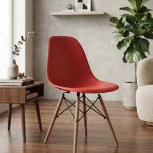 Premium Imported Molded Fiber Accent Chair with Solid Wood Base