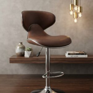 Executive Adjustable Leatherette Bar Stool with Chrome Swivel Base