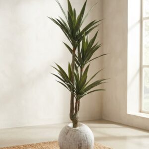 Lifelike Faux Multi-Trunk Yucca Plant with Spherical Planter