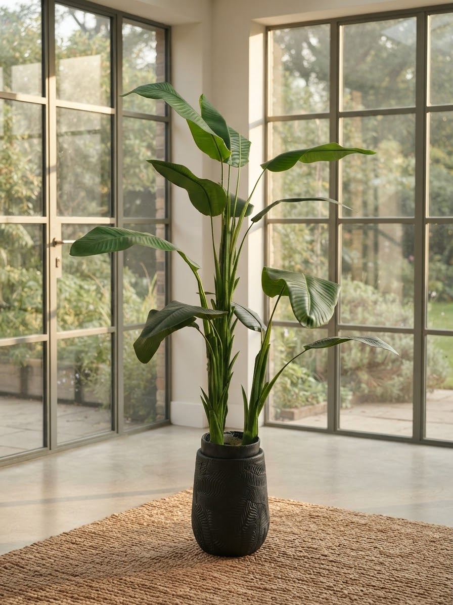 Lifelike Large Faux Banana Leaf Floor Plant for Living Room
