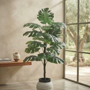 Artificial Monstera Deliciosa Floor Plant with Broad Split Leaves