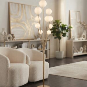 Luxury Multi-Globe Gold Floor Lamp with Frosted Glass Shades